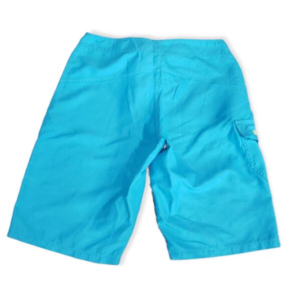 Hurley Bright Neon Blue Yellow String Tie Board Shorts - Swimming Trunks - Picture 2 of 5
